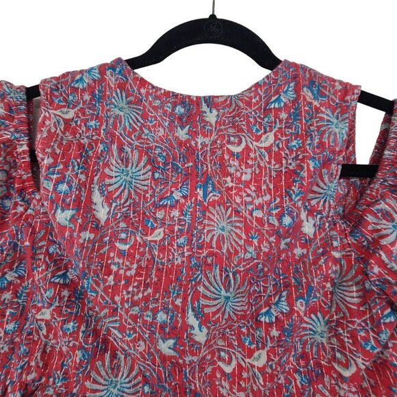 Lucky Brand Womens Pink Cold Shoulder Printed Short Sleeve V Neck Top Size S - Picture 8 of 9